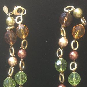 KJL Kenneth Jay Lane Paris Couture 44" Rope Necklace/Gold, Amber % Green/NEW!